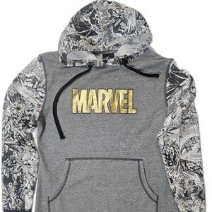 Universal Studios Marvel Hoodie‎ Mens Medium Gray Fleece Comic Sleeve Pullover